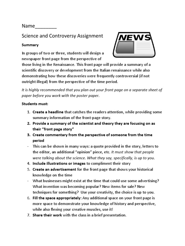 Science and Controversy Assignment | PDF | World View | Critical Thinking