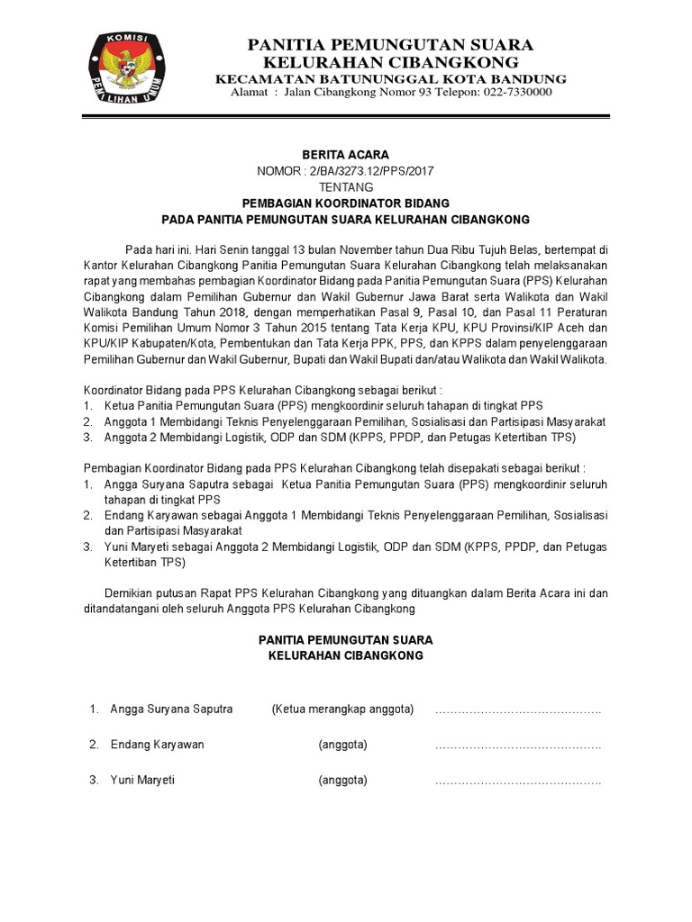 Contoh Berita Acara Pembentukan Kpps - Simak Gambar Berikut
