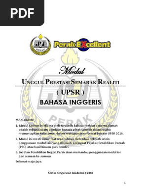 Upsr English New Format Module Perak Pdf Tata Bahasa Linguistik