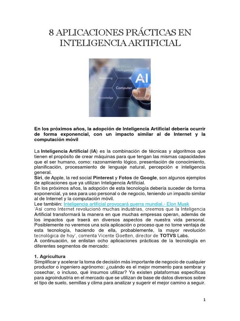 Ocho Aplicaciones Prácticas de IA | PDF | Inteligencia artificial ...