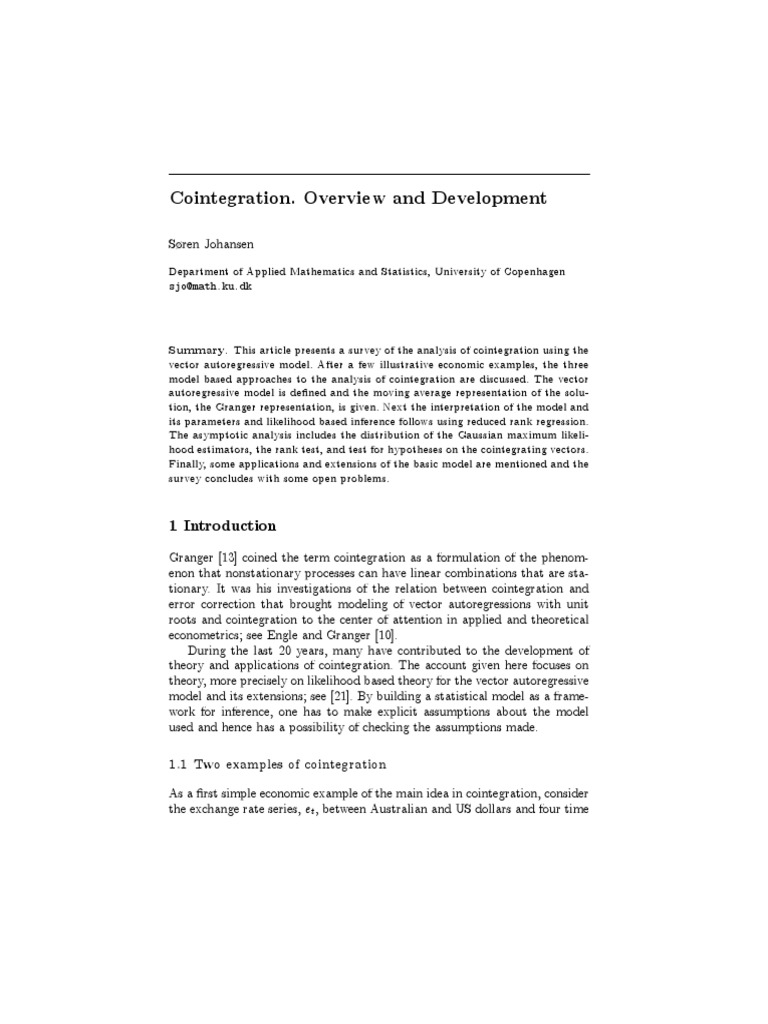 Cointegration Analysis in Econometrics | PDF | Normal Distribution ...