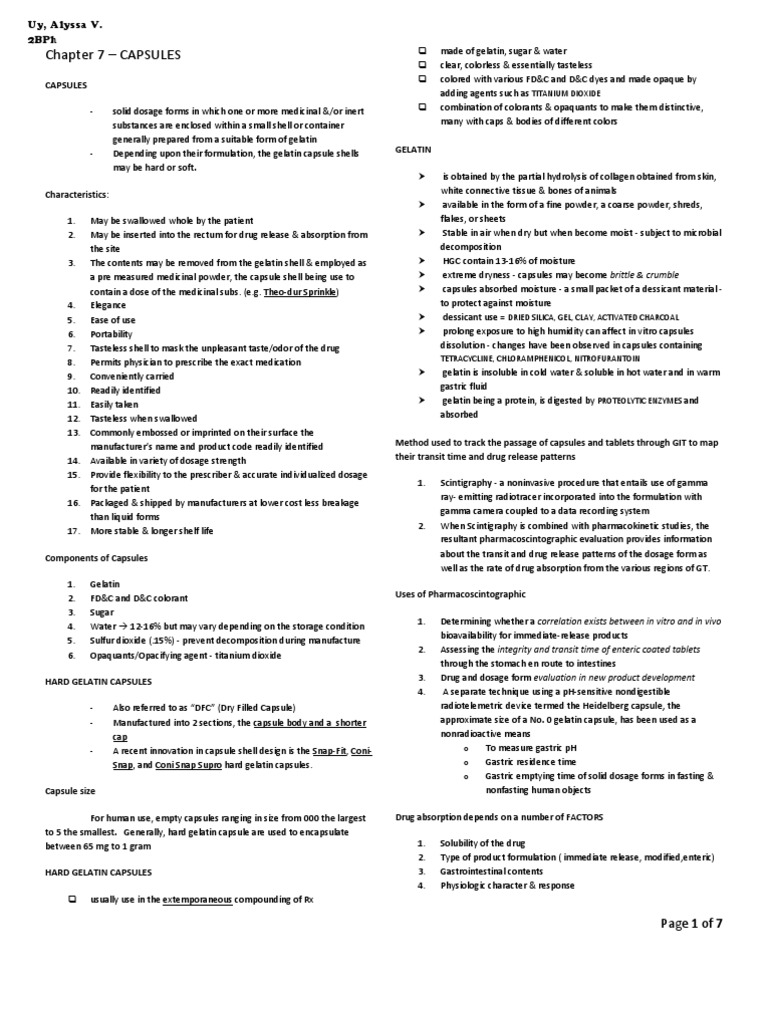 C 7 Capsules | PDF | Pharmaceutical Formulation | Tablet (Pharmacy)