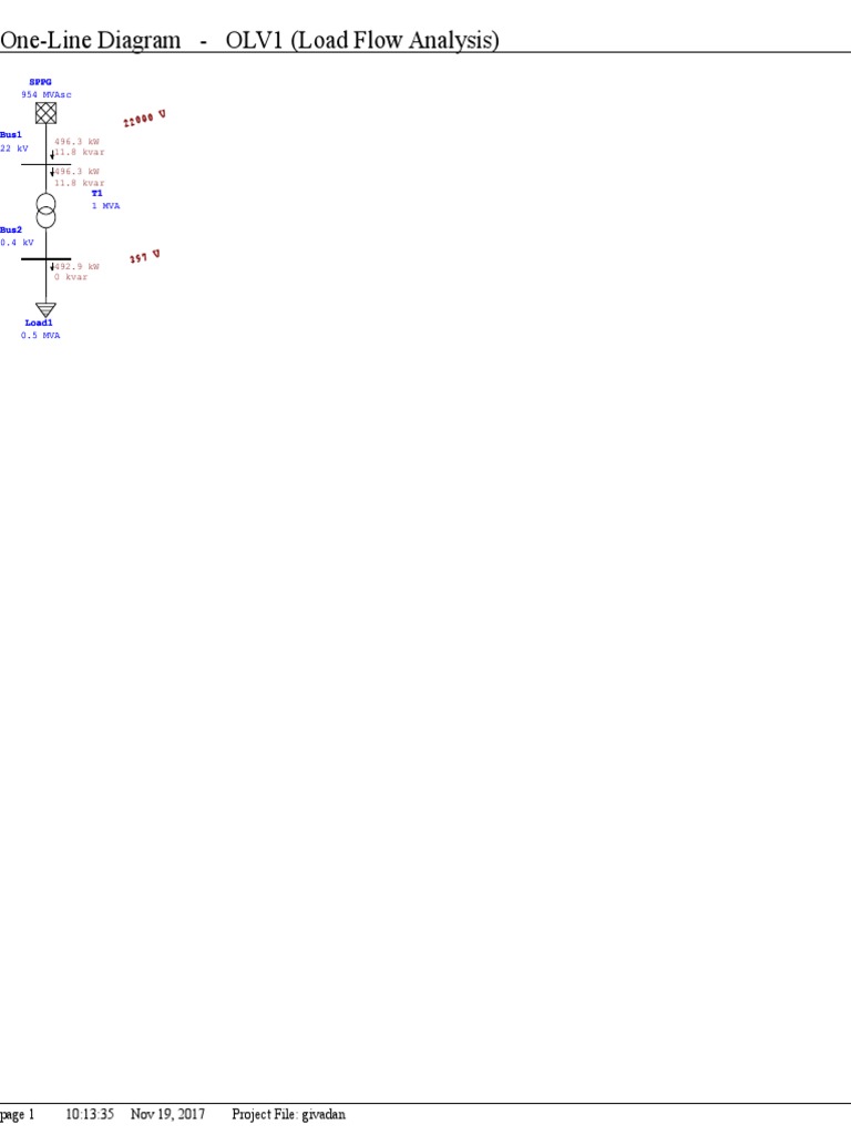 One-Line Diagram for Load Flow Analysis | PDF | Computers