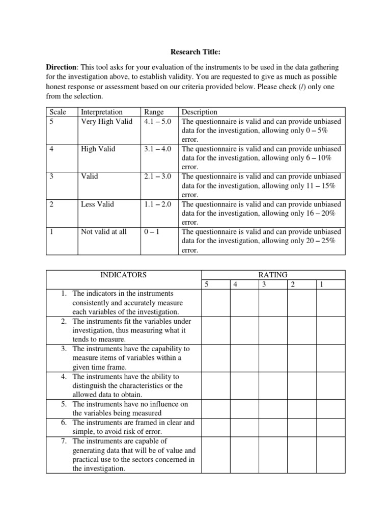 Validation Form | Questionnaire | Bias