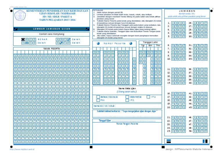 Lembar Jawaban Komputer Sd 2019 Dunia Sosial