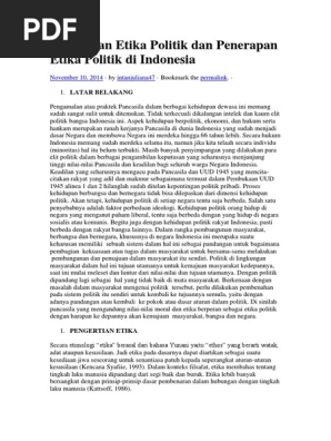 Pengertian Etika Politik Dan Penerapan Etika Politik Di Indonesia Docx