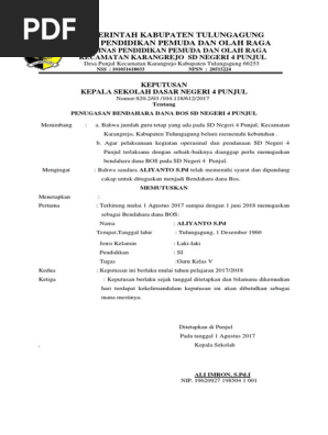 Surat Tugas Bendahara