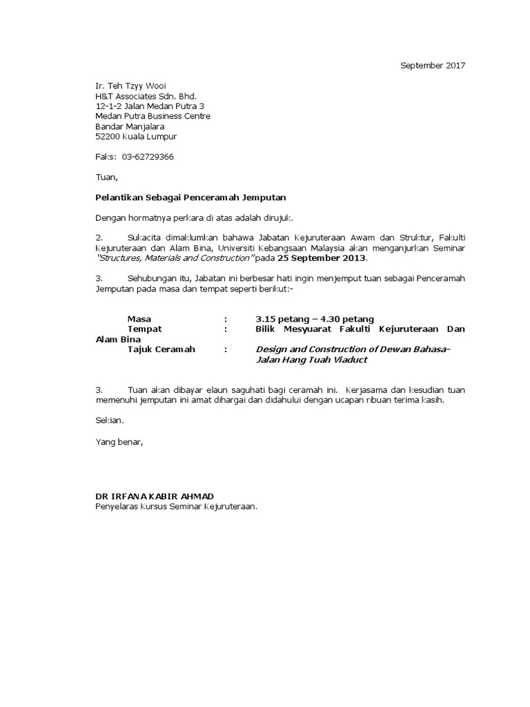 Contoh Surat Jemputan