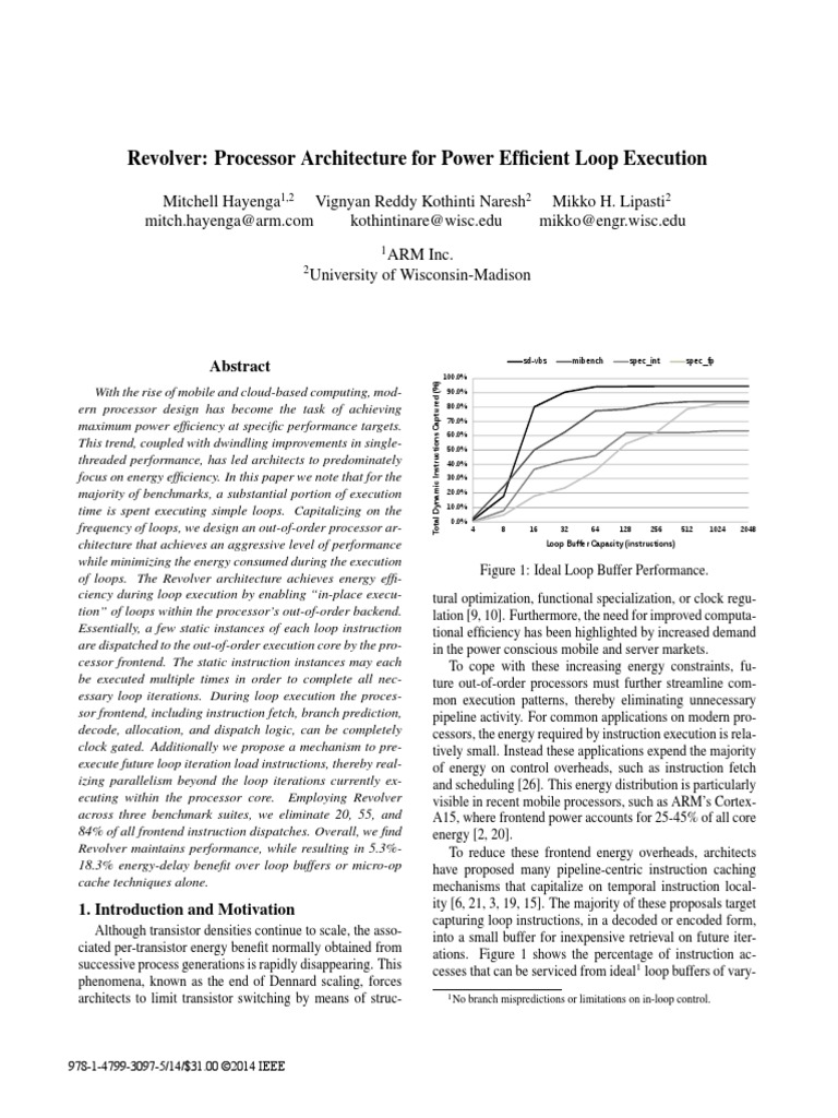 Revolver: Processor Architecture For Power Efficient Loop Execution ...
