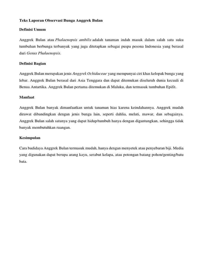 Contoh Teks Laporan Deskripsi