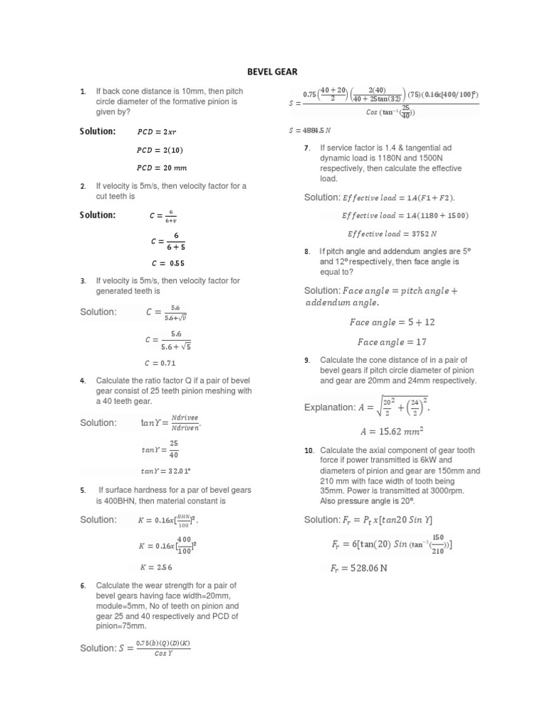 Bevel Gear PDF Gear Kinematics