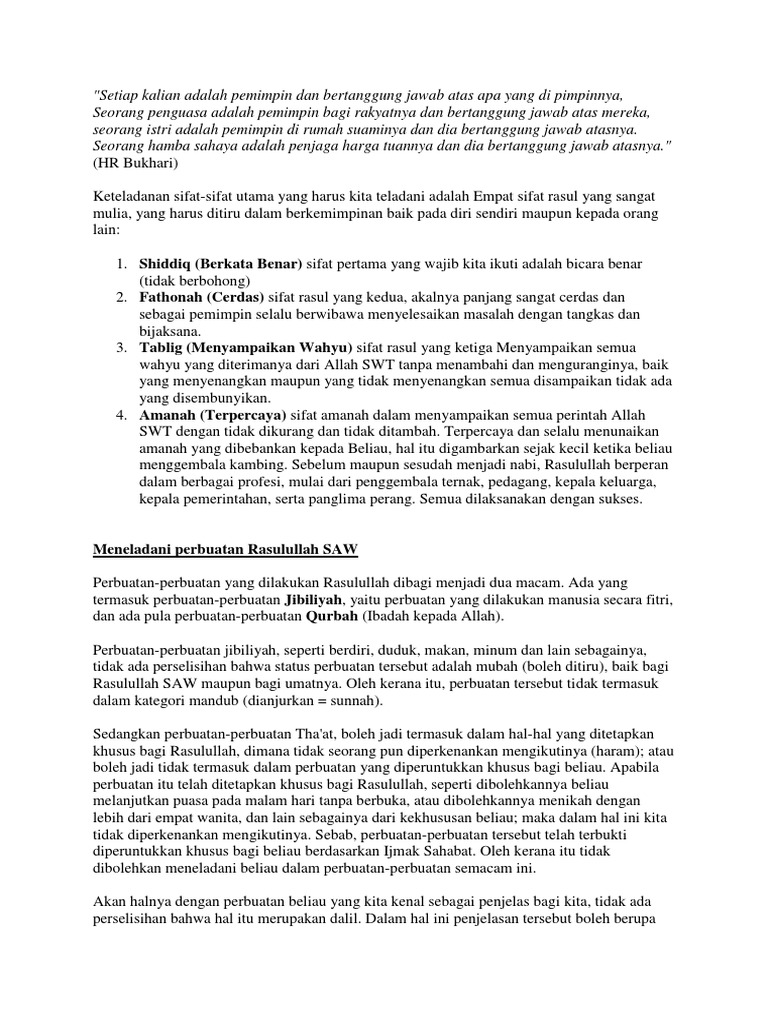 Sifat Nabi Dan Rasul Pdf