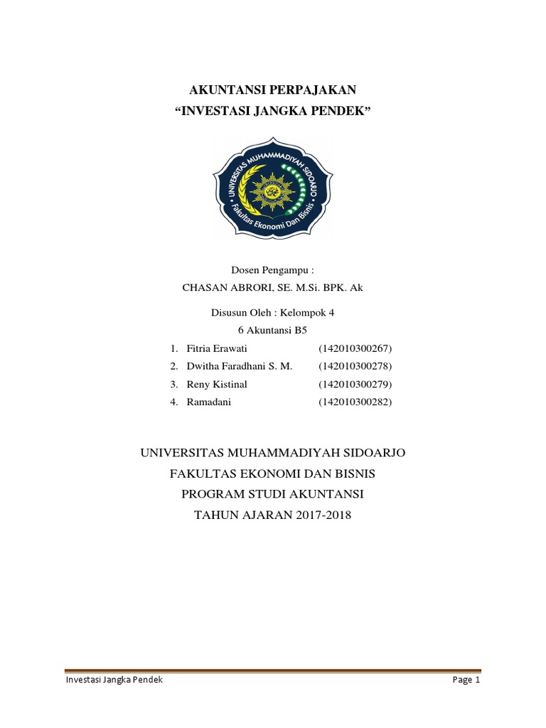Akuntansi Pajak Investasi Jangka Pendek 1