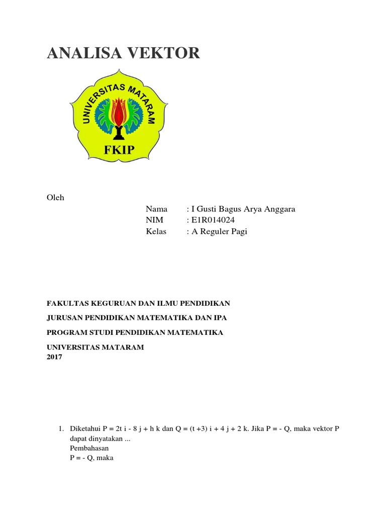 Analisis Vektor dalam Matematika | PDF | Metode & Bahan Ajar