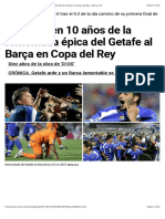 Getafe: Se Cumplen 10 Años de La Remontada Épica Del Getafe Al Barça en Copa Del Rey