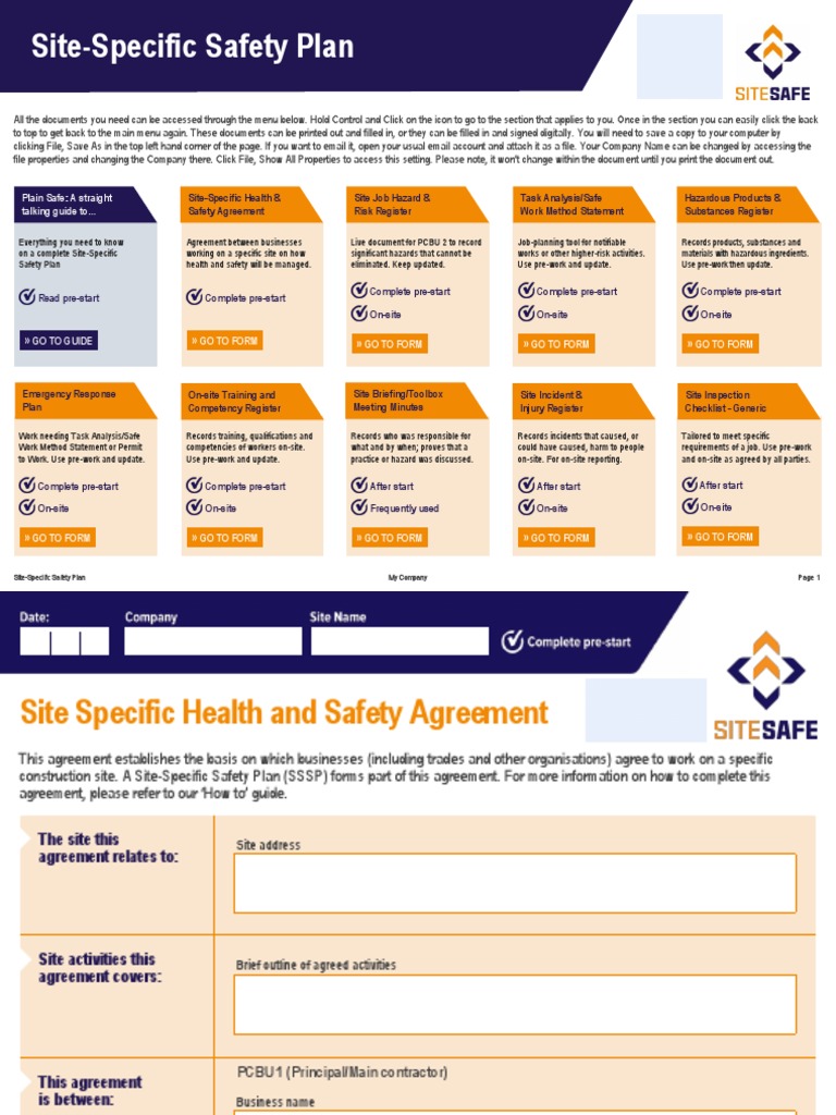 Site-Specific Safety Plan Overview | PDF | Risk | Risk Assessment