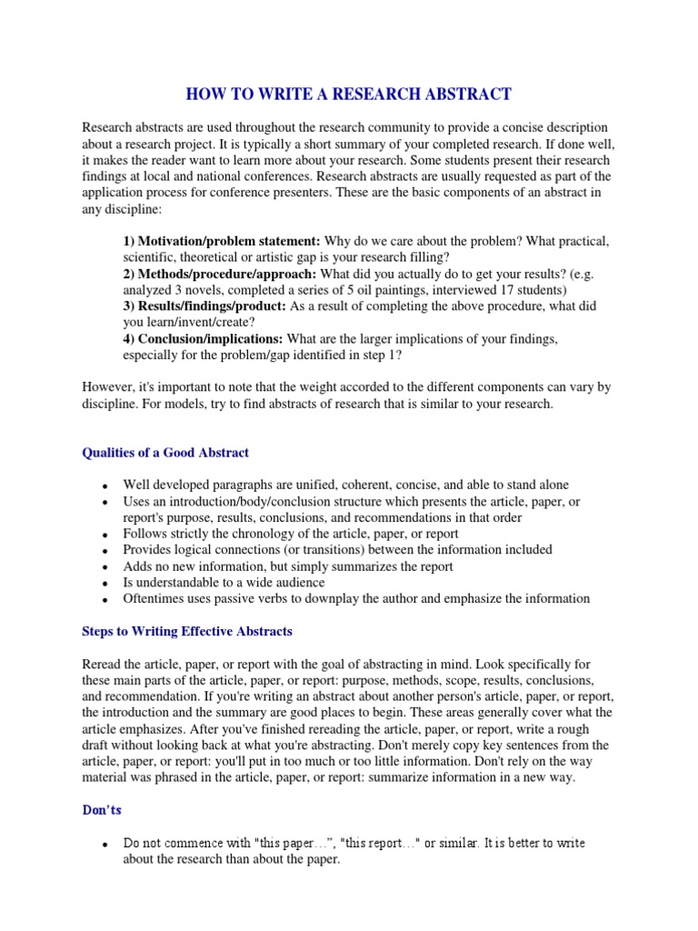 How To Write Research Abstract PDF | PDF | Language Arts & Discipline | Art