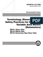 RP - 16.123 Terminology, Dimensions and Safety Practices For Indicating Variable Area Meters