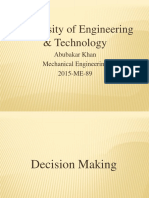 University of Engineering & Technology: Abubakar Khan Mechanical Engineering 2015-ME-89