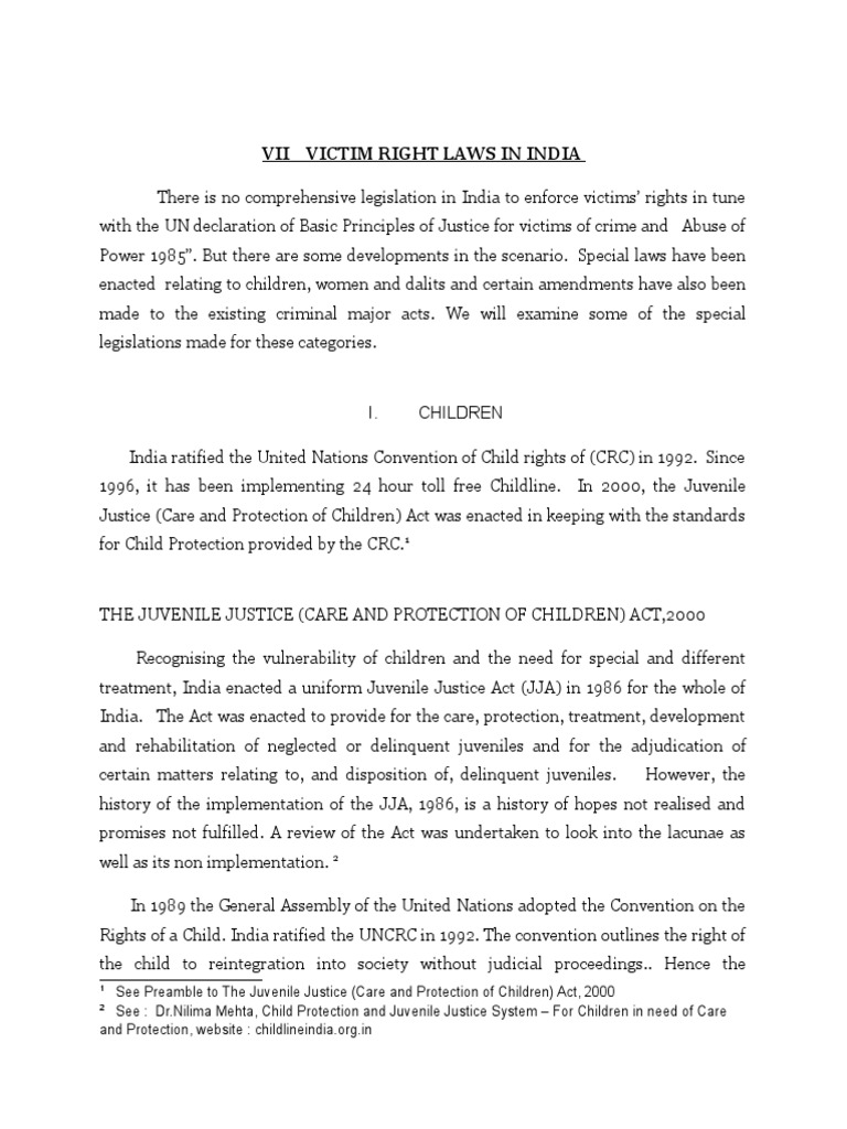 Victim Rights Laws in India | PDF | Victimology | Children's Rights