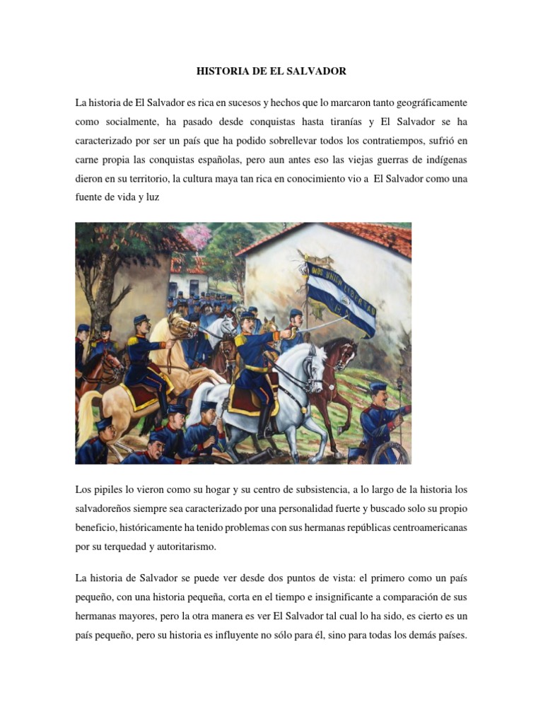 Historia de El Salvador | PDF | El Salvador | Centroamérica