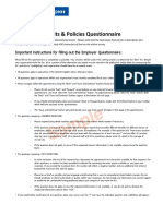 Employer Benefits & Policies Questionnaire: Important Instructions For Filling Out The Employer Questionnaire