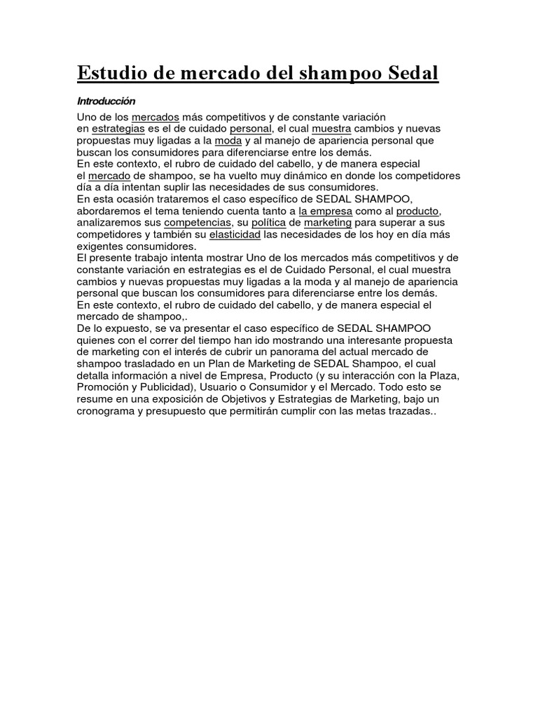 Estudio de Mercado Del Shampoo Sedal PDF Unilever Producto (Negocio)