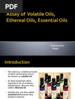 Assay of Volatile Oils, Ethereal Oils