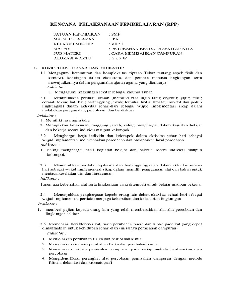 Rpp K13 Pemisahan Campuran