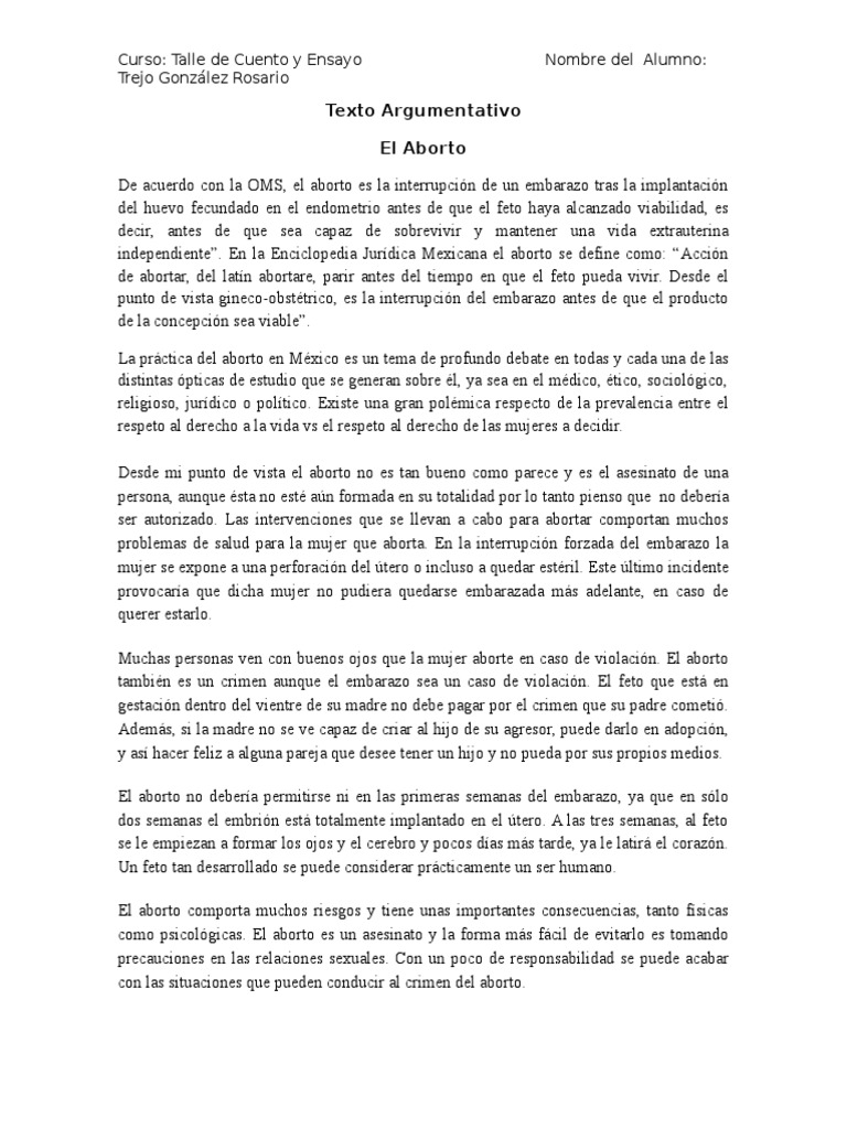 textoArgumentativoSobreElAborto.pdf Aborto El embarazo