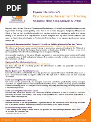 Psychometric Test Training Courses Pdf Psychological Evaluation Psychometrics