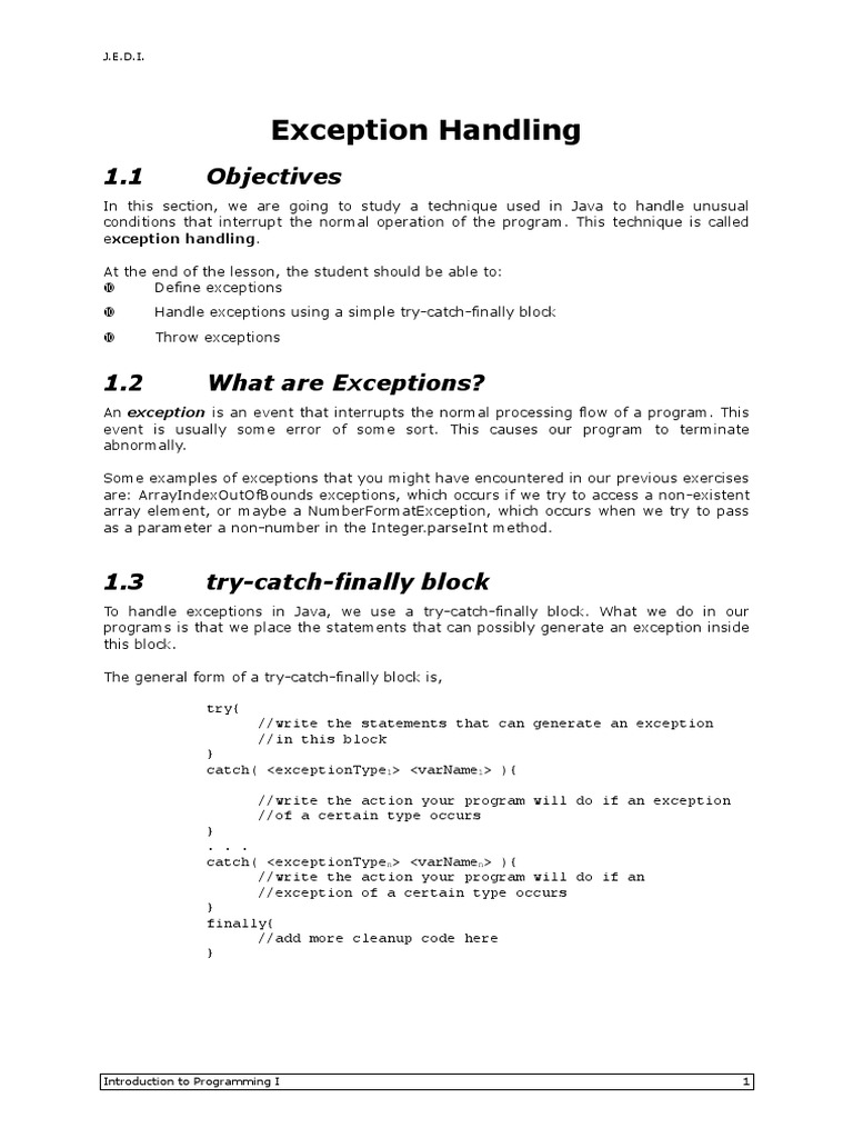 Chapter 08 - Exception Handling | PDF | Systems Engineering ...