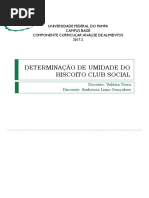 Determinação de Umidade Do Biscoito Club Social