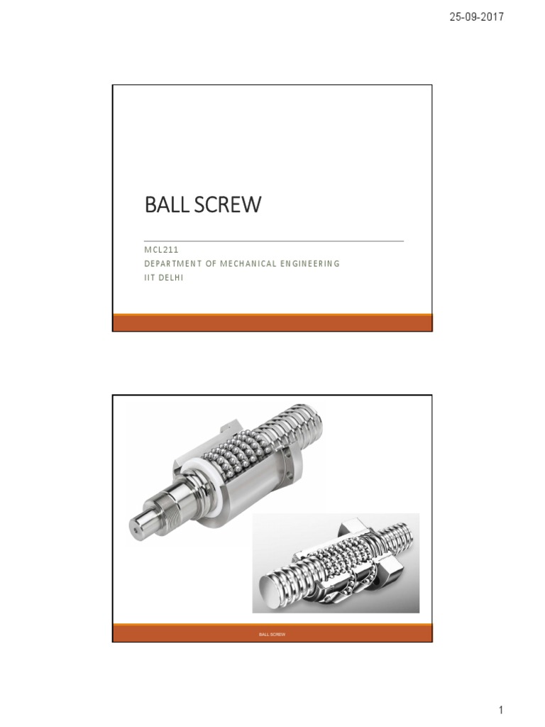 Ball Screw Overview - IIT Delhi | PDF | Technology & Engineering