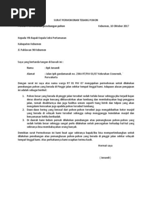 Surat Permohonan Penebangan Pohon Pdf