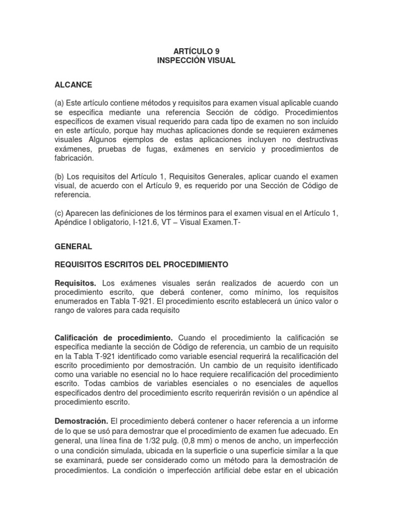 Asme Seccion v Artículo 9 Español