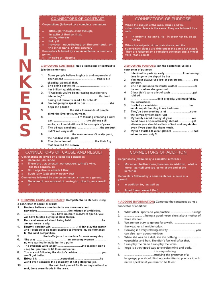 Linkers Part 1 Clause Sentence Linguistics