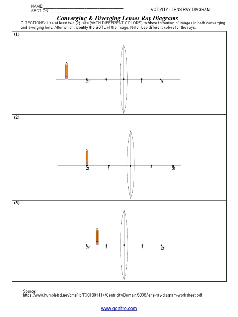 Lens Ray Diagram Worksheet