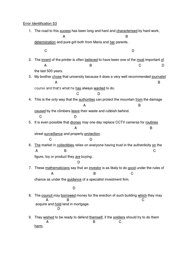 Error Identification S3 Pdf Investing Finance General
