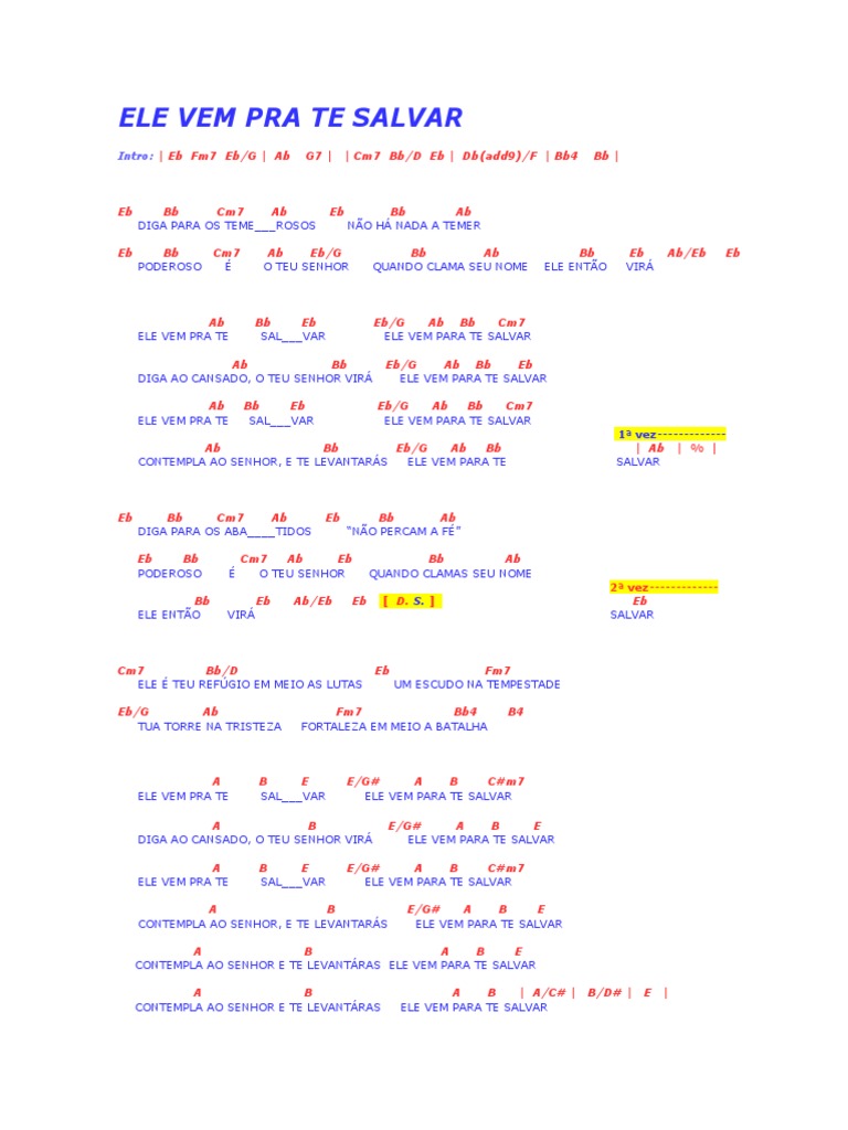 Ele Vem Pra Te Salvar(Cifra Corrigida)