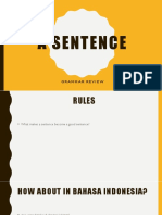 A Sentence: Grammar Review