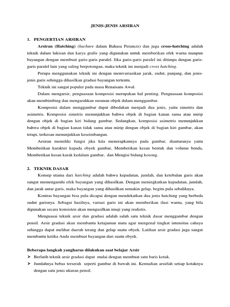 Jenis-Jenis Arsiran dan Tekniknya | PDF