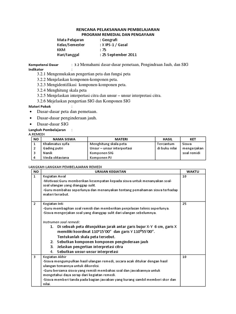 Rpp Remedial Dan Pengayaan Pdf