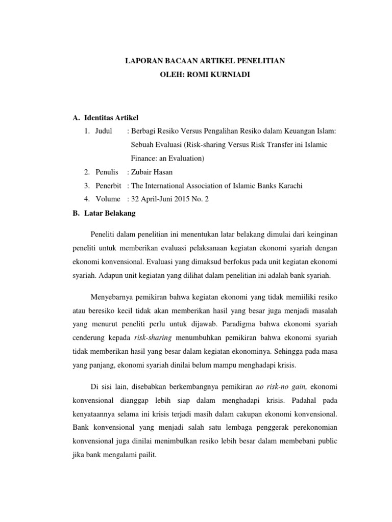Contoh Cara Menulis Laporan Bacaan Jurnal