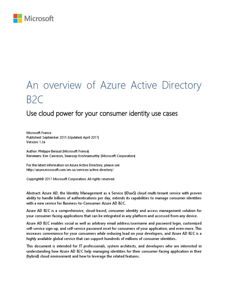 An Overview of AAD B2C | PDF | Microsoft Azure | Cloud Computing