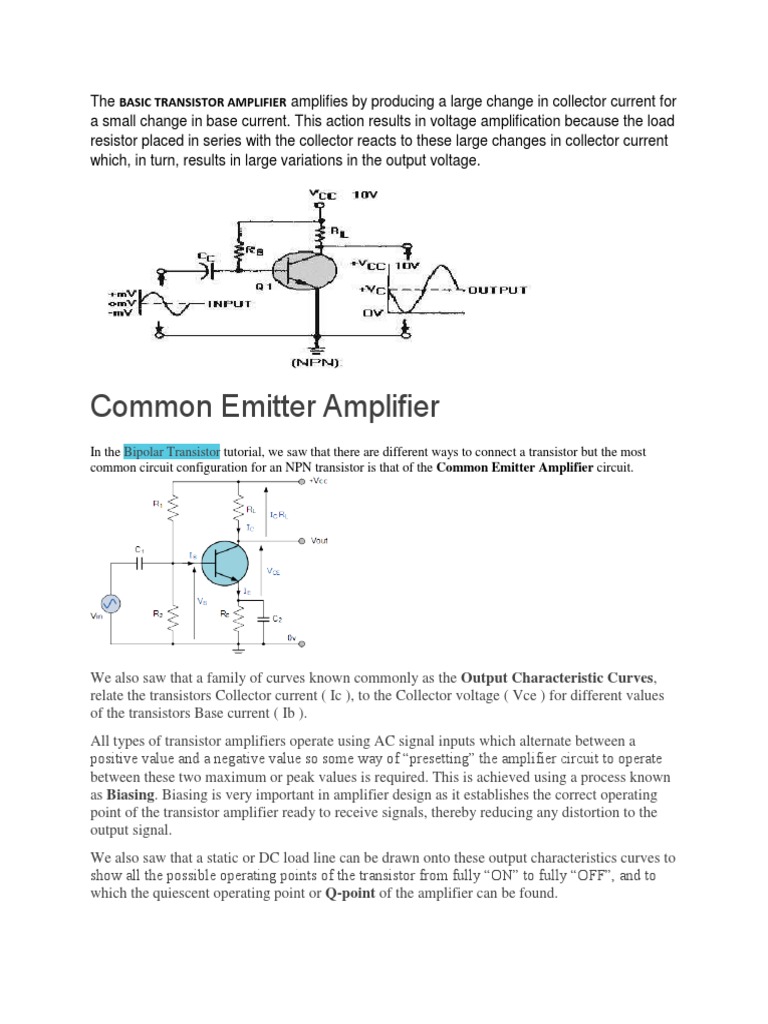 Common Emitter Amplifier | PDF | Amplifier | Bipolar Junction Transistor