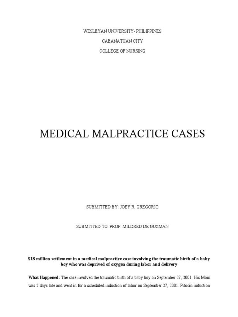 Medical Malpractice Cases: Wesleyan University-Philippines Cabanatuan ...