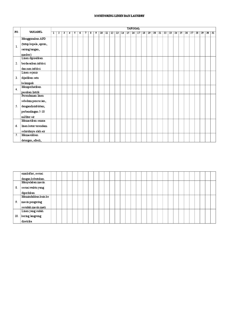 Form Monitoring Linen Dan Laundry