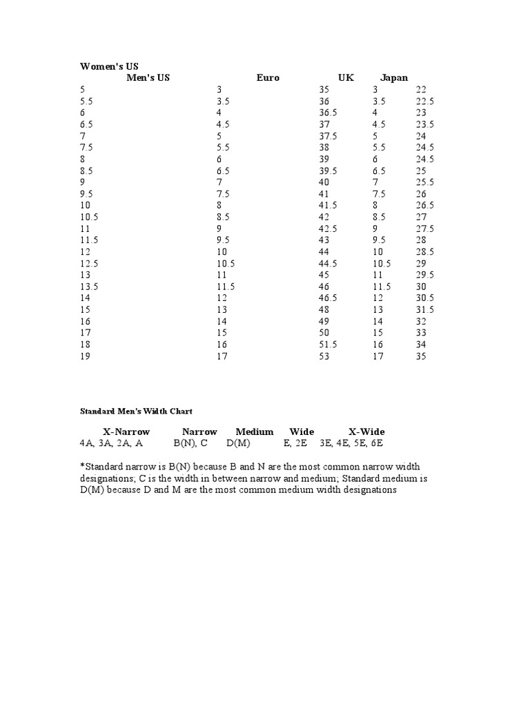Converse Size Conversion Guide | PDF