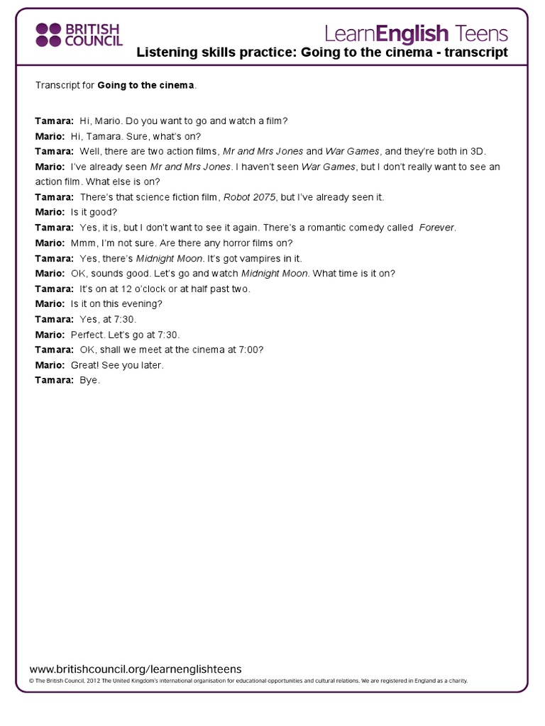 Cinema Conversation Transcript | PDF